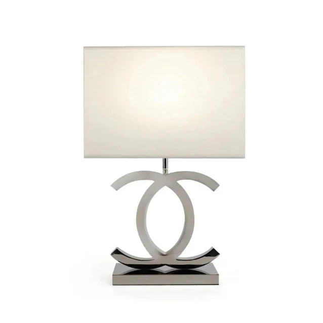 LuxeGlow™ Rectangular Shade Double C Table Lamp - Modern Nordic Design
